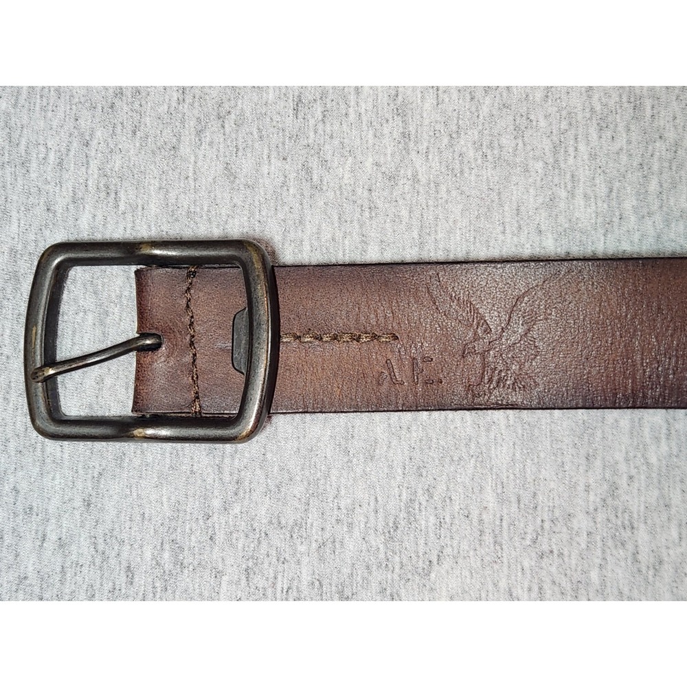 American Eagle Outfitters Leather Belt Mens 34 Brown Rugged Distressed Buckle
